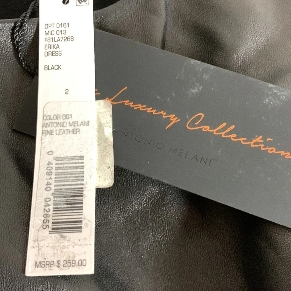 NWT Antonio Melani Luxury Soft Black Leather Sleeveless Dress, 2 - Picture 10 of 10